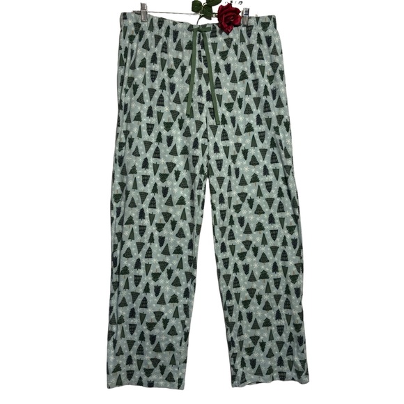 LC Lauren Conrad LT Pajama pants pine xmas trees Soft green winter snow LIKE NEW - Picture 2 of 12